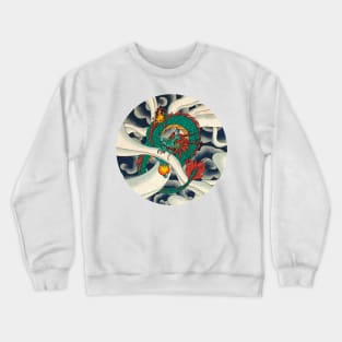 Minhwa: Asian Dragon with Magic Pearl F Type (Korean traditional/folk art) Crewneck Sweatshirt